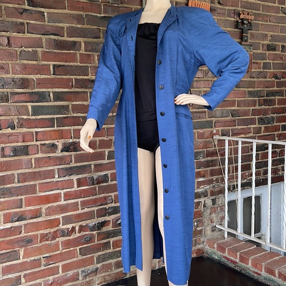 Vintage Tahari Blue Sleek Coat Dress - Picture 13 of 17